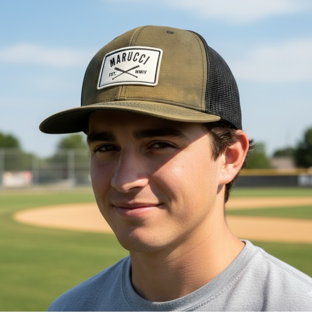 Marucci Pro Series Trucker Hat Olive Green Black Mesh Snapback Est. MMIV